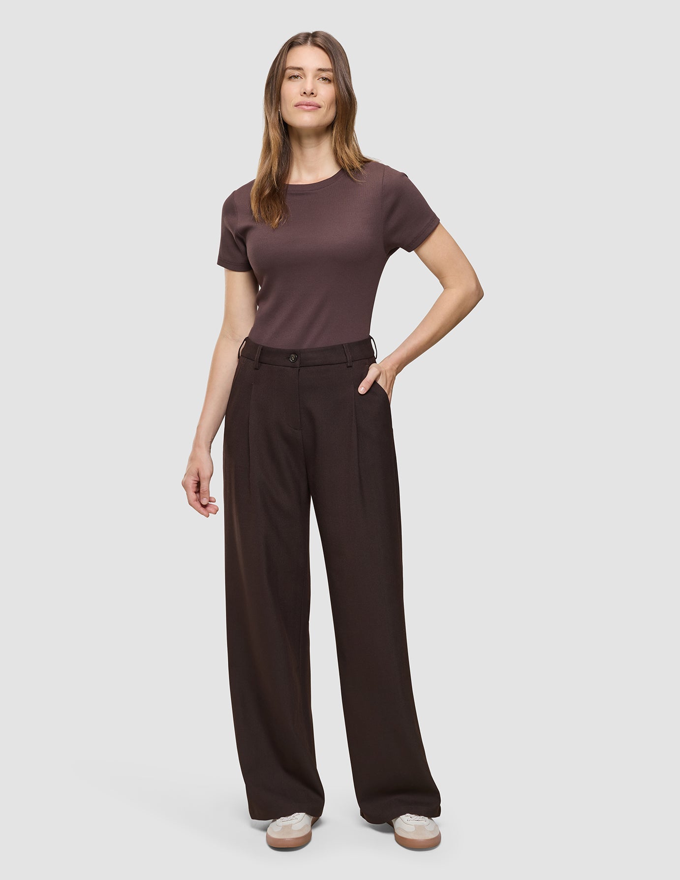 Serene Set Chocolate Herringbone Short Jacket Pants